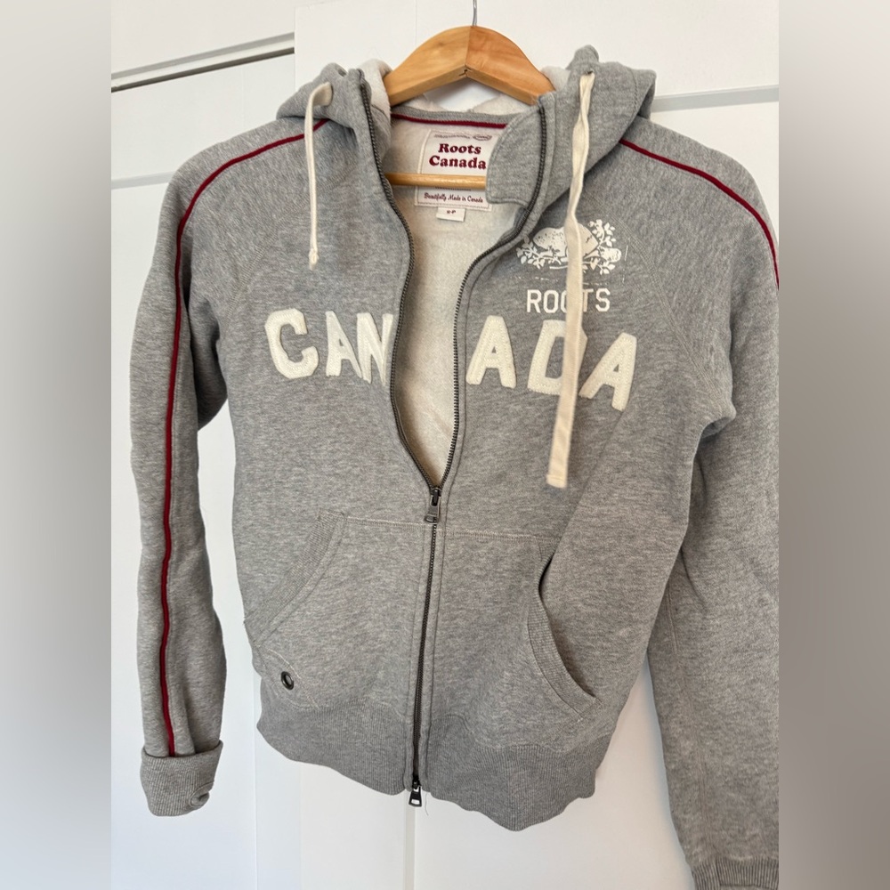 Roots Canada Gray and Red Hoodie